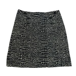 Worth Black White Grey Animal Print Flare A line Knee Length Career Work Skirt 8
